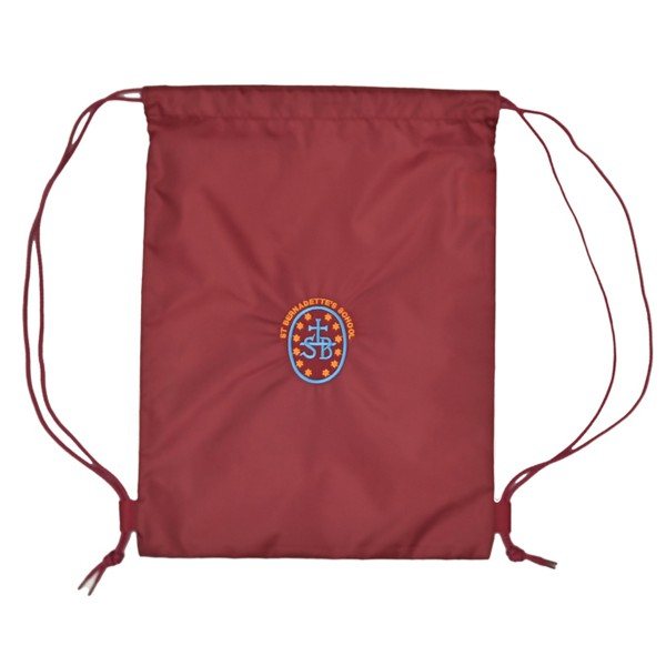 St Bernadettes PE Kit Bag (maroon)