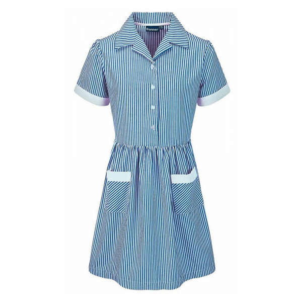 Girls Summer Dress (Royal/White stripe)