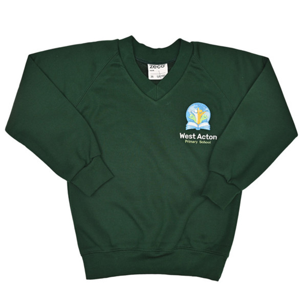 West Acton V-neck Sweatshirt  - Bottle Green - COMPULSORY