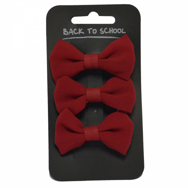 Bow Hair Clips (Maroon)