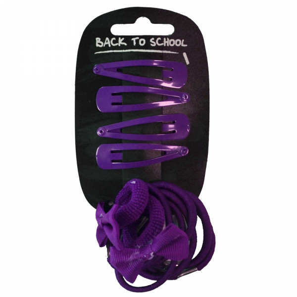 Bows Clips & Hair Bobbles (Purple)