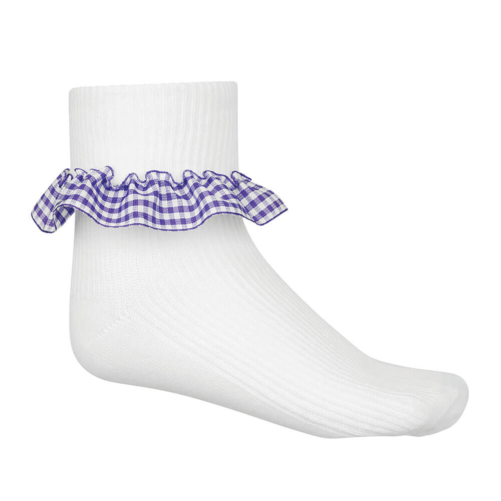 Gingham Socks - Pack of 3 Purple