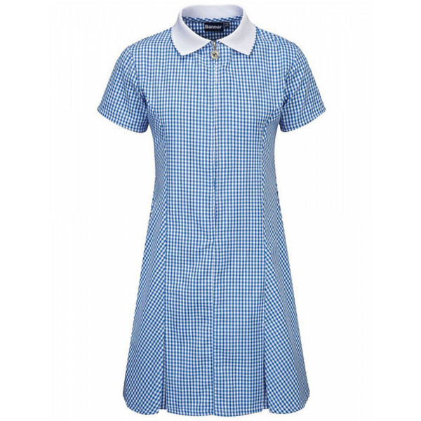 Girls Summer Dress (Sky/White gingham)