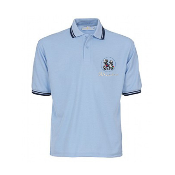 SIAL.school Polo (Sky/Navy tip) Nursery / Reception & PE