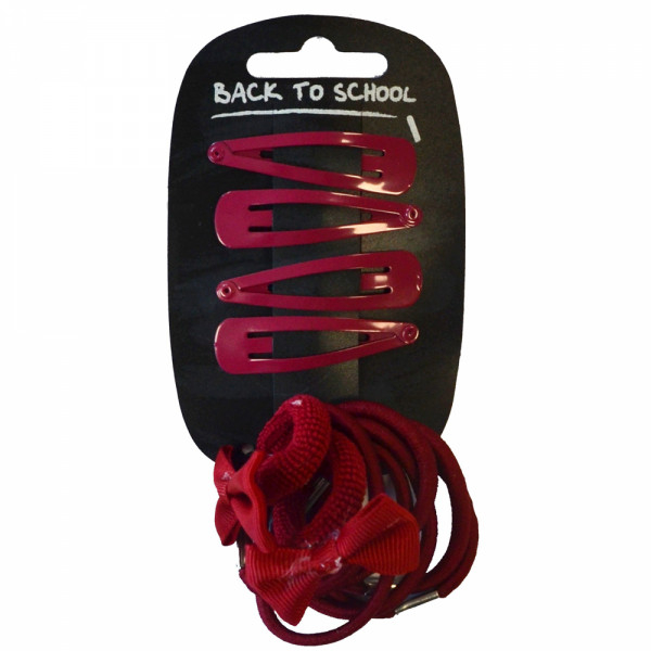 Bows Clips & Hair Bobbles (Maroon)