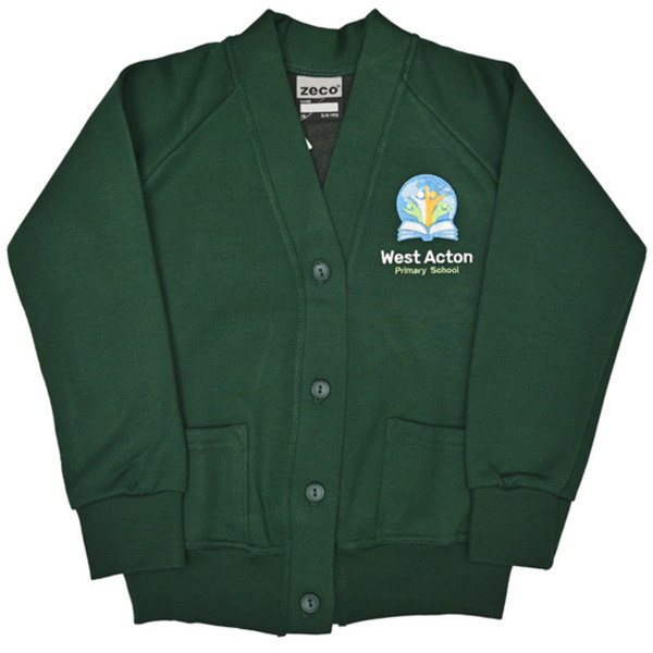 West Acton Sweatshirt Cardigan - Bottle Green - COMPULSORY