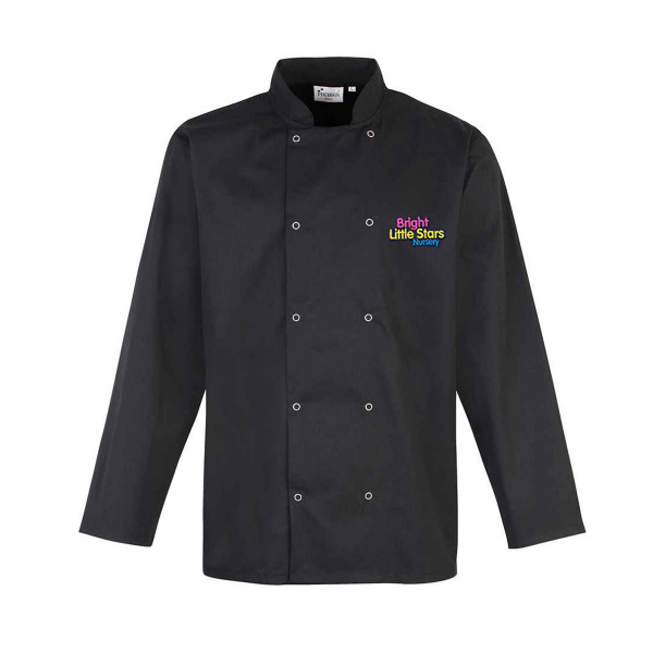 Chef Jacket Black Long Sleeve With Logo (PR665)
