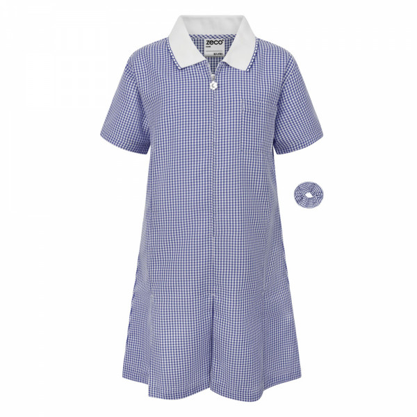Girls Summer Dress Navy/ White Gingham - (Zeco)