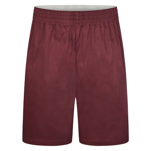 Boys & Girls PE Shorts (Maroon Polycotton) Rec-Year6