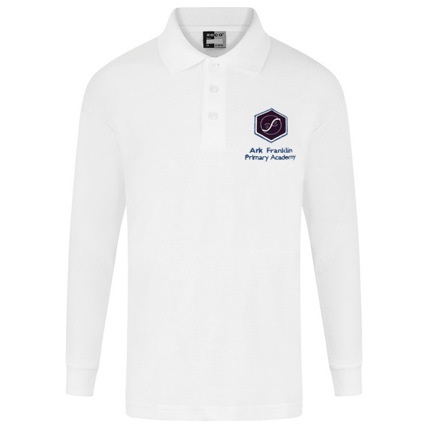 Ark Franklin Long Sleeve Polo with Logo (White)