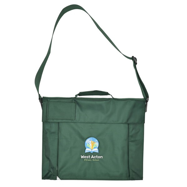 West Acton Bookbag with strap (Bottle Green) - COMPULSORY