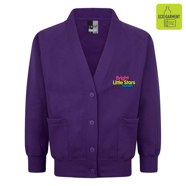 Bright Little Stars COMPULSORY Sweatshirt Cardigan with Logo Option 2 (Purple)