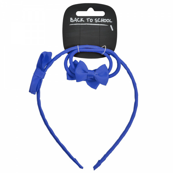 Bow Alice Hairband & 2 Elastics (Royal)